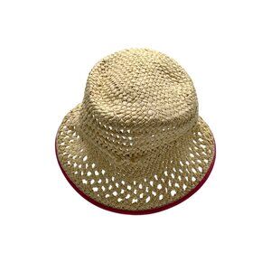 On 34th Beige & Pink Straw Bucket Hat